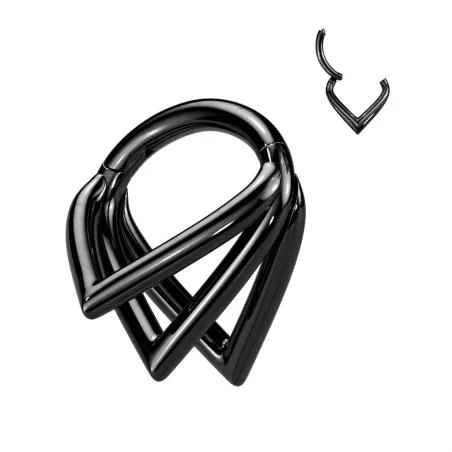 Piercing anneau segment titane G23 triple chevrons noir