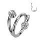 Piercing oreille anneau segment titane G23 double ligne strass