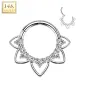 Piercing anneau oreille or blanc 14 carats filigrane coeur zircon