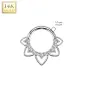 Piercing anneau oreille or blanc 14 carats filigrane coeur zircon