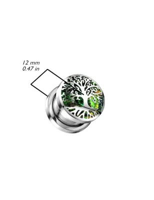 Piercing tunnel oreille arbre de vie opalescent