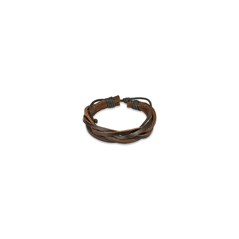 Bracelet Homme en Cuir Marron 5 Brins