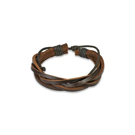 Bracelet Homme en Cuir Marron 5 Brins