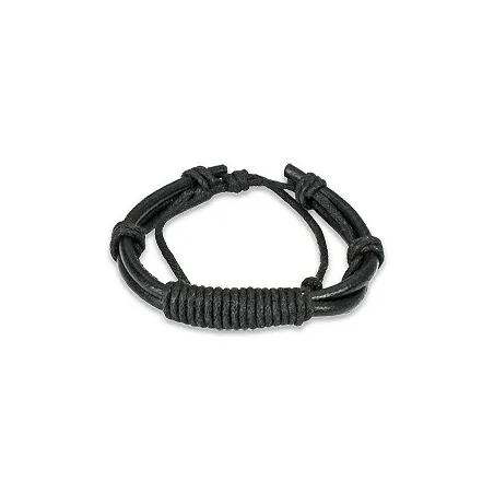 Bracelet Homme en Cuir Noir Noeud