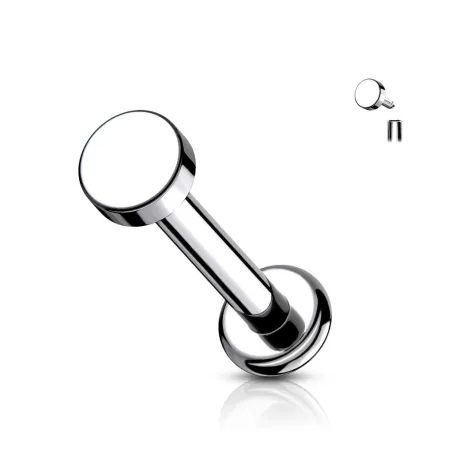 Piercing labret oreille titane argenté embout rond