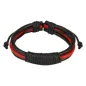 Bracelet Homme en Cuir Noir et Rouge Noeud