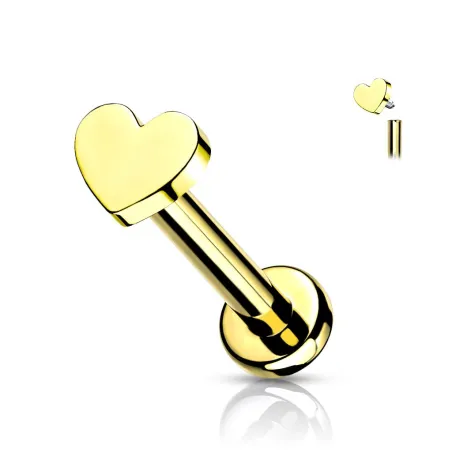 Piercing labret oreille titane doré coeur