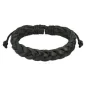 Bracelet Homme en Cuir Noir Brins Tressés Croisés