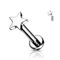 Piercing labret oreille titane argenté étoile