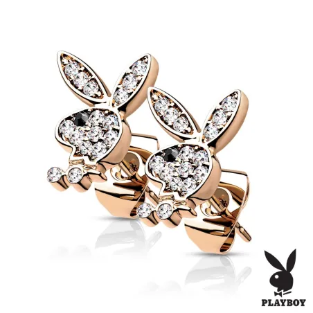 Paire boucles d'oreilles clous Playboy rosé