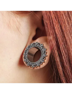 Piercing tunnel oreille coeurs tribal filigrane