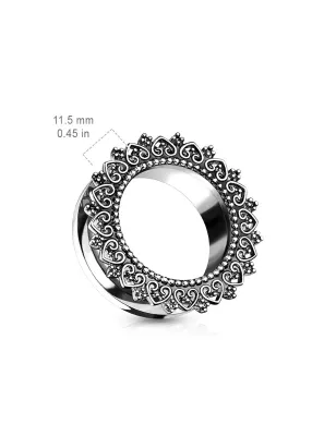 Piercing tunnel oreille coeurs tribal filigrane