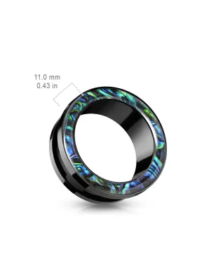 Piercing tunnel oreille noir nacre abalone