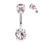 Piercing nombril vissage interne zircon rose