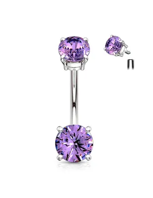 Piercing nombril vissage interne zircon tanzanite