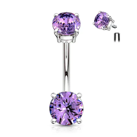 Piercing nombril vissage interne zircon tanzanite