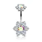 Piercing nombril double fleur zircon aurore boréale