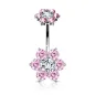 Piercing nombril double fleur zircon rose