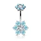 Piercing nombril double fleur zircon turquoise