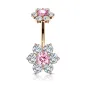 Piercing nombril double fleur zircon plaqué or rose