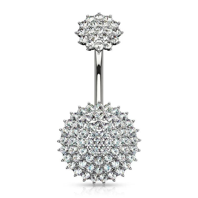 Piercing nombril bouclier pavé de strass