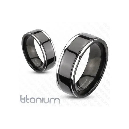 Bague Homme Femme Titane solide Bande Noire Centrale