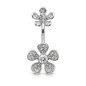 Piercing nombril double fleur micro pavées strass