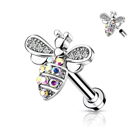 Piercing oreille labret abeille strass