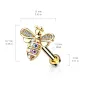 Piercing oreille labret abeille strass plaqué or