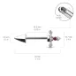 Piercing téton dague cristal rouge acier chirurgical