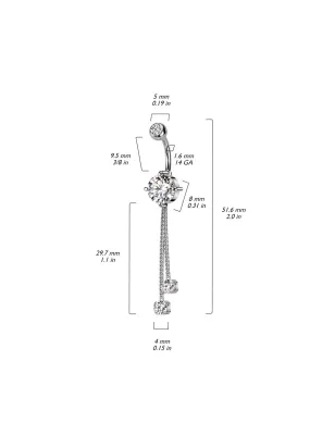 Piercing nombril double corde zirconium acier chirurgical