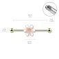 Piercing industriel oreille plaqué or fleur bicolore rose