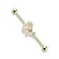 Piercing industriel oreille bouquet de fleurs plaqué or