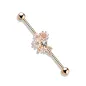 Piercing industriel oreille bouquet de fleurs plaqué or rose