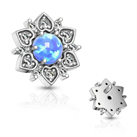 Piercing microdermal fleur opalite bleue