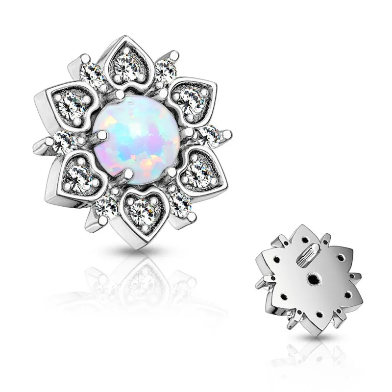 Piercing microdermal fleur opalite blanche