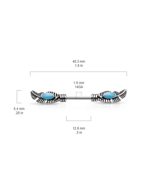 Piercing téton tribal plumes et turquoise