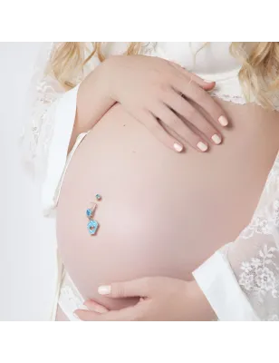 Piercing nombril de grossesse pieds de bébé turquoise