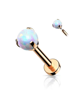 Piercing labret oreille rosé opalite blanche