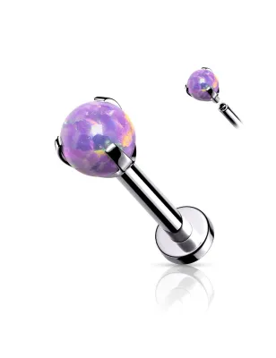 Piercing labret oreille argenté opalite violette