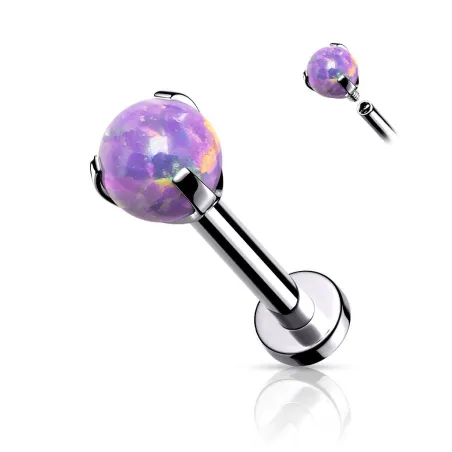 Piercing labret oreille argenté opalite violette