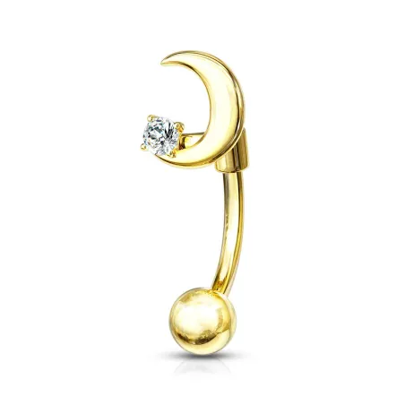 Piercing arcade doré croissant de lune avec cristal