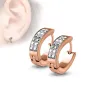 Paire boucles d'oreilles anneaux rosés cristaux blanc