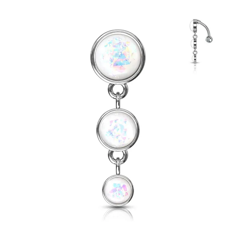 Piercing nombril inversé triple opalescent blanc