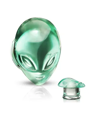 Piercing plug oreille verre tête d'alien