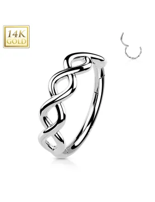 Piercing anneau oreille or blanc 14 carats symbole infini