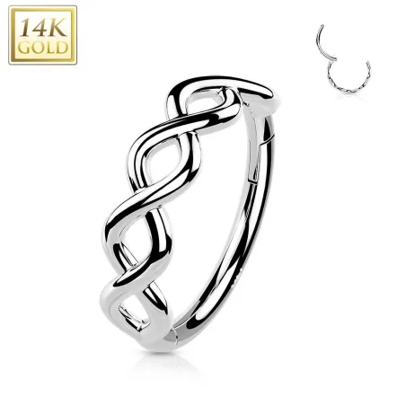 Piercing anneau oreille or blanc 14 carats symbole infini