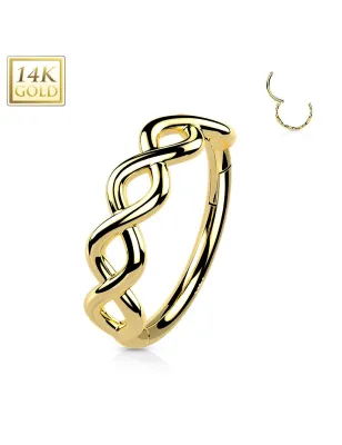 Piercing anneau oreille or jaune 14 carats symbole infini