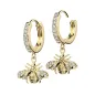 Paire boucles d'oreille anneaux plaqué or abeille strass