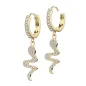 Paire boucles d'oreille anneaux plaqué or serpent strass